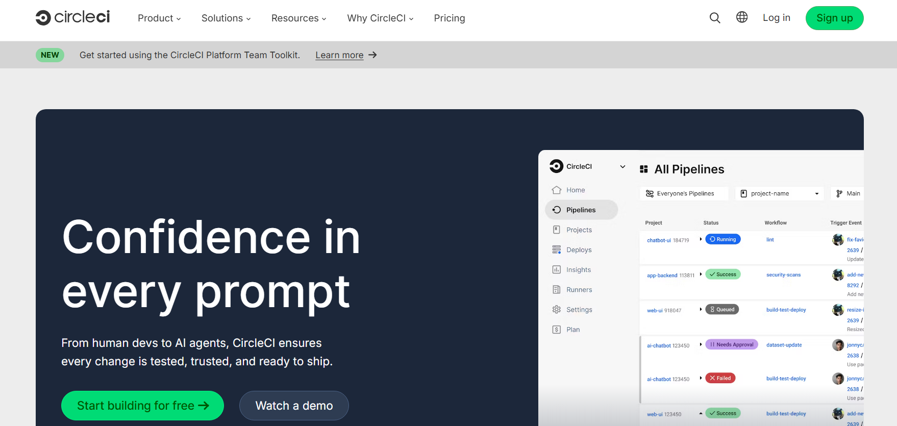 circle ci homepage